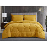 Washed Microfiber 7-Pieces Honeycomb Comforter Set with Sheets
