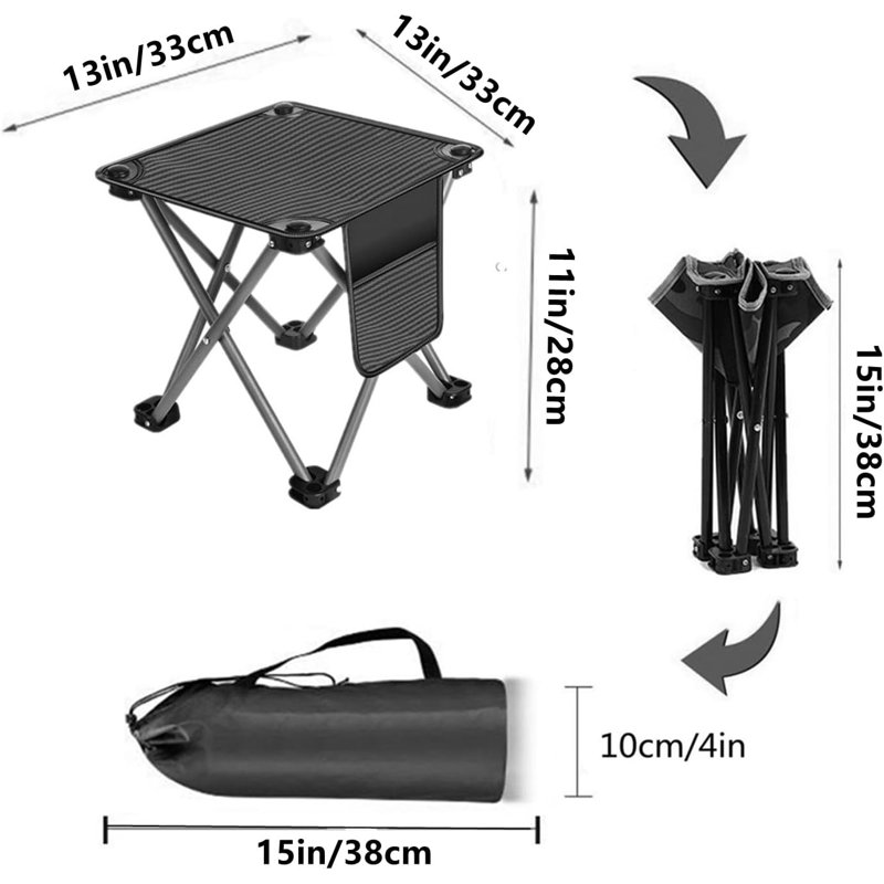 Santee Folding Camping Stool, Black, Black