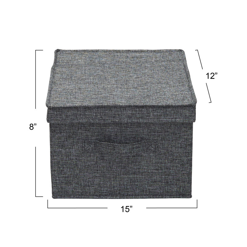 Graphite Large Fabric Storage Bins with Lids, Set of 2
