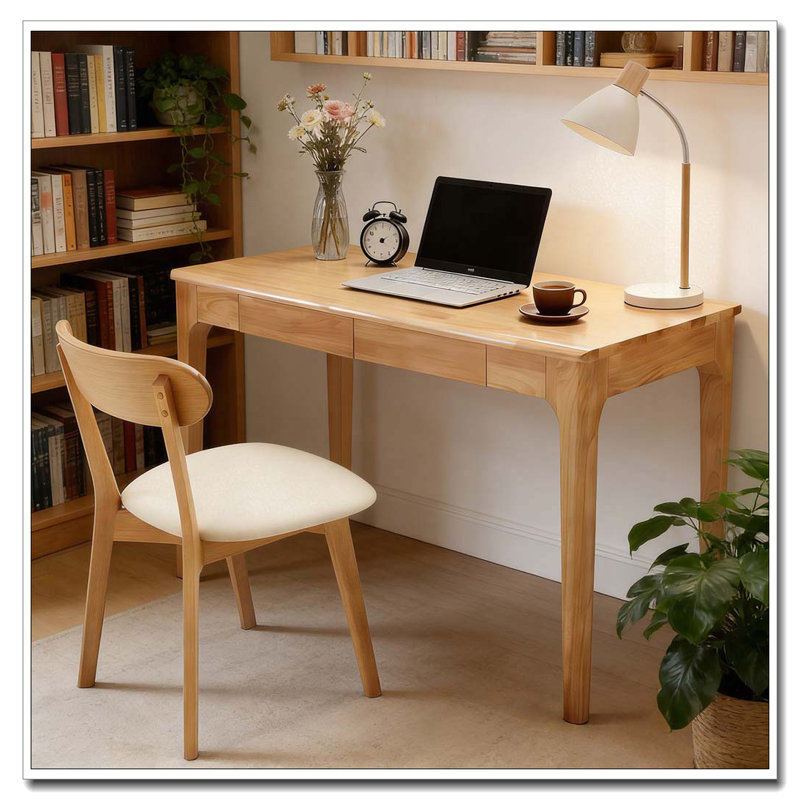 Bureau en bois massif avec tiroirs, Bois