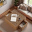Table basse moderne carrée avec tiroirs de rangement, plateau en verre et base flottante