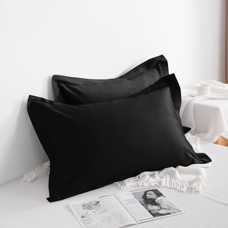 Taie décorative 100% coton , Noir, Standard