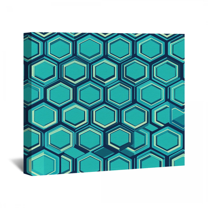 Hexagonal Pattern Canvas Wrap - Abstract Wall Decor, 32" H x 32" W