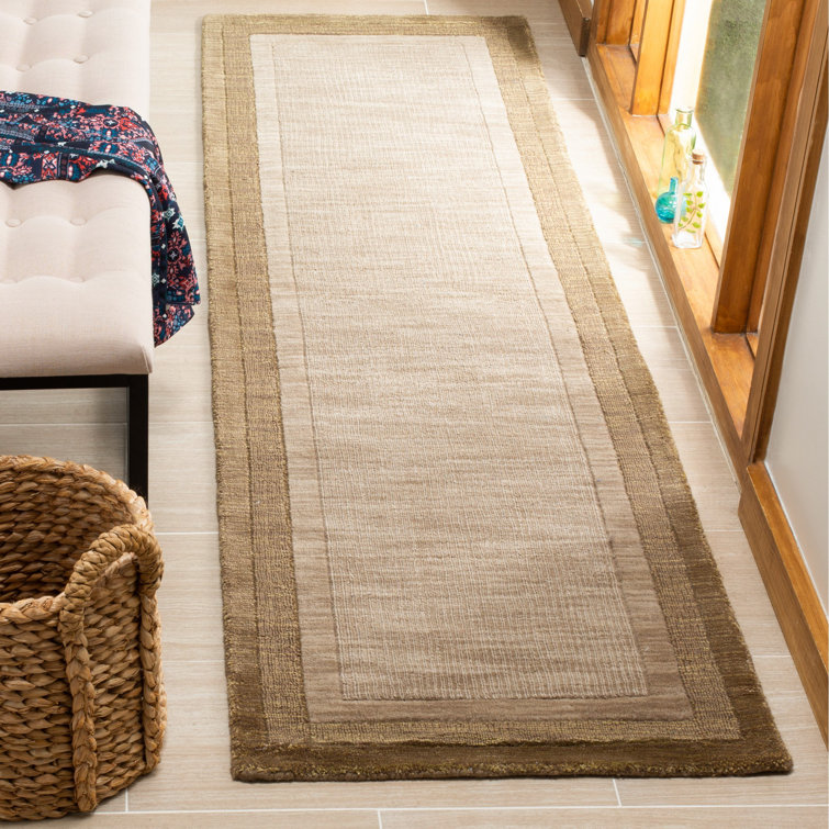 Tapis beige / brun en laine tissé à plat à la main Dashiell