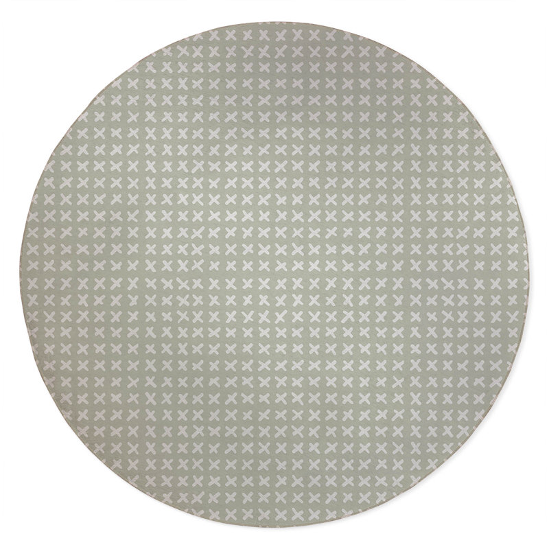 Cross Non-Slip Outdoor Rug, Round 5'