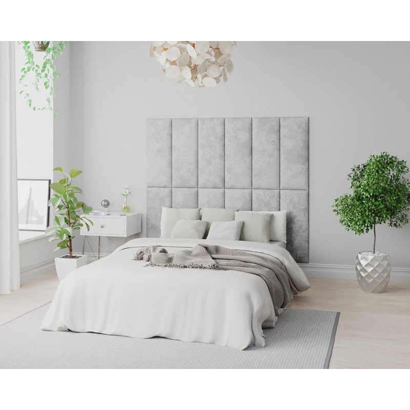 Kaisee 30 cm x 75 cm Peel and Stick Upholstered Wall Paneling in Silver