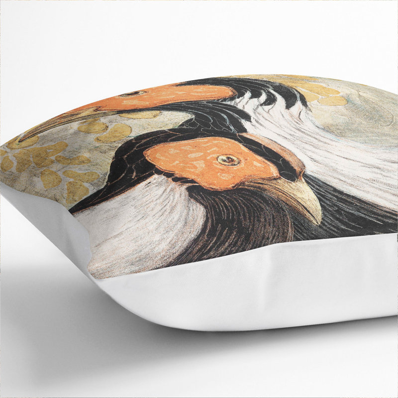 Two Pheasants Square Throw Cushion, 40cm H x 40cm W x 15cm D, White