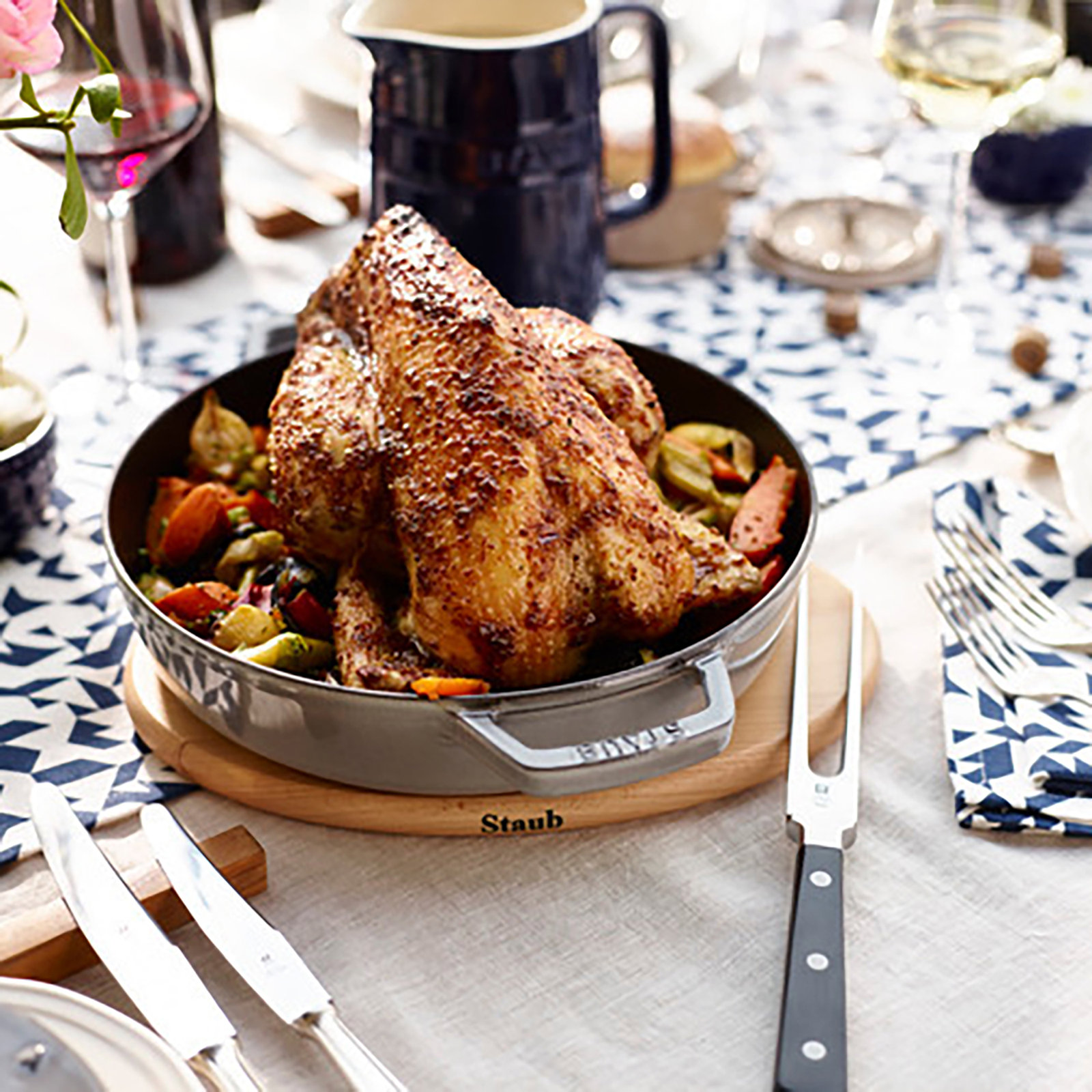 Staub Cast Iron 13-inch Double Handle Fry Pan, Graphite Gray