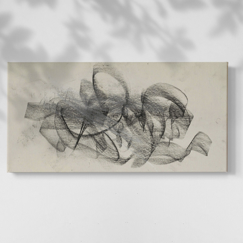 Série abstraite-cmxxxvii - Toile tendue avec châssis encadré - Prêt à être accroché, H 17 po x l 33 po, Doré