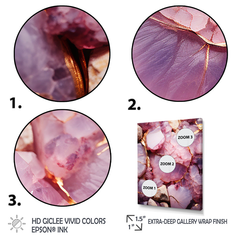 «Pink Amethyst Geode Essence I», art mural pierre géode, Cadre flottant noir, H 32 po x l 24 po x P 1 po