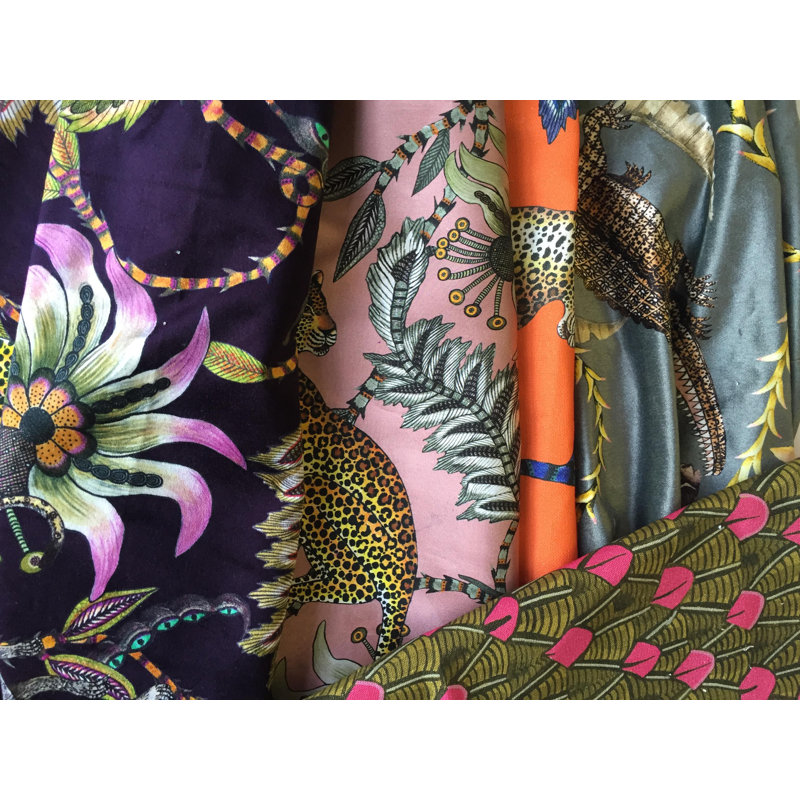 Ardmore 'Monkey Bean' Velvet Fabric, Night