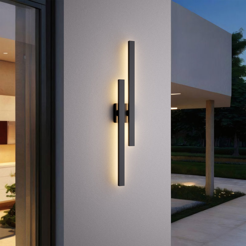 36.9”H Black Dimmable LED Outdoor Wall Lantern Sconce With Frosted Glass