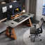 Bureau debout gris en pierre frittée-504795624