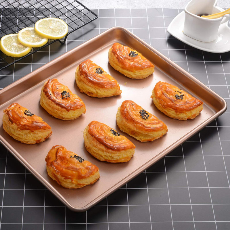 Sheet Pans Cookie Sheet,Small Baking Sheets For Oven Nonstick Set,Cookie Tray Baking Pan Set,12.5Inch,2-Piece,Gold