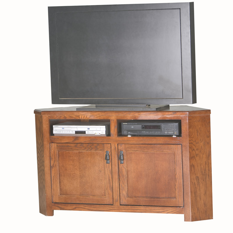 Gus Solid Wood TV Stand, Medium Oak, 32" H x 56.25" L x 17" W