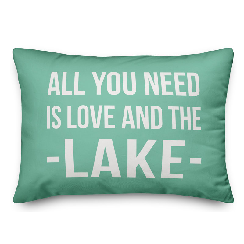 Textual Outdoor Throw Pillow, Mint Green