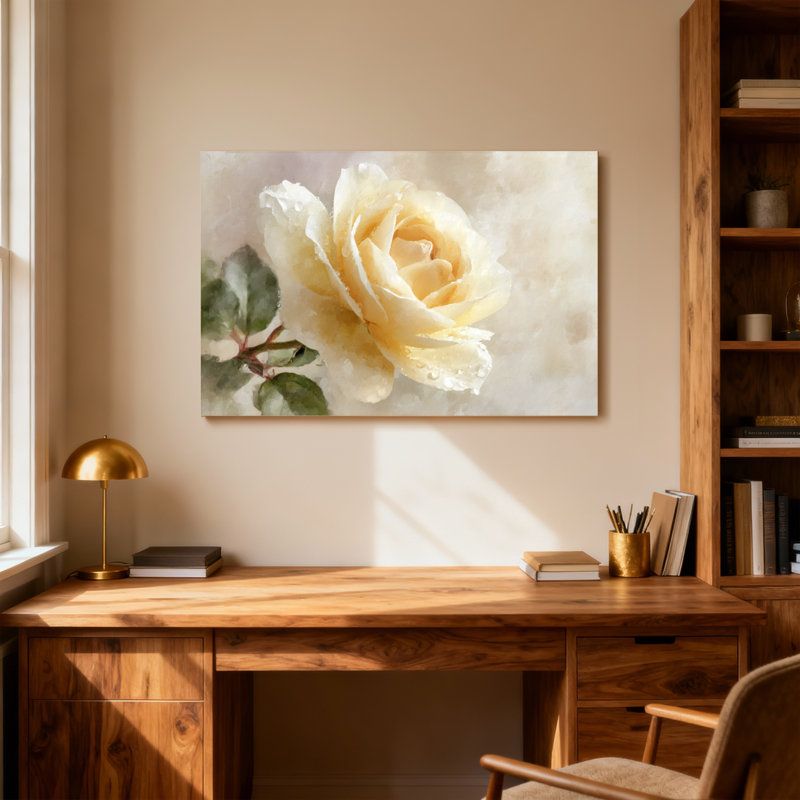 Plantes et fleurs rose jaune doux avec feuilles vertes, H 12 po x l 18 po