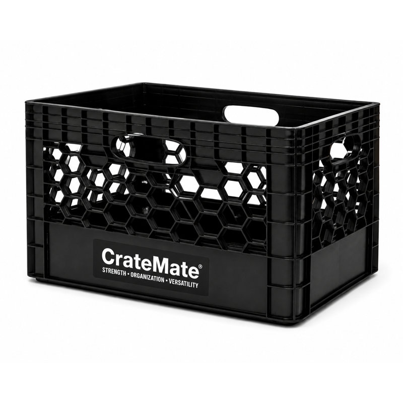 Caisses à lait noires robustes pour le rangement, l'organisation et plus - polyvalentes et durables empilables, 24 pte
