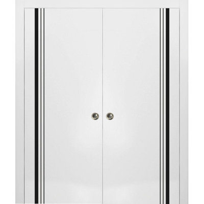 Solid + Manufactured Wood Paneled without Installation Hardware Kit French Doors