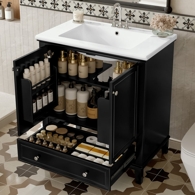 Rangement pour salle de bain Berdyne, Noir, noir, noir, noir