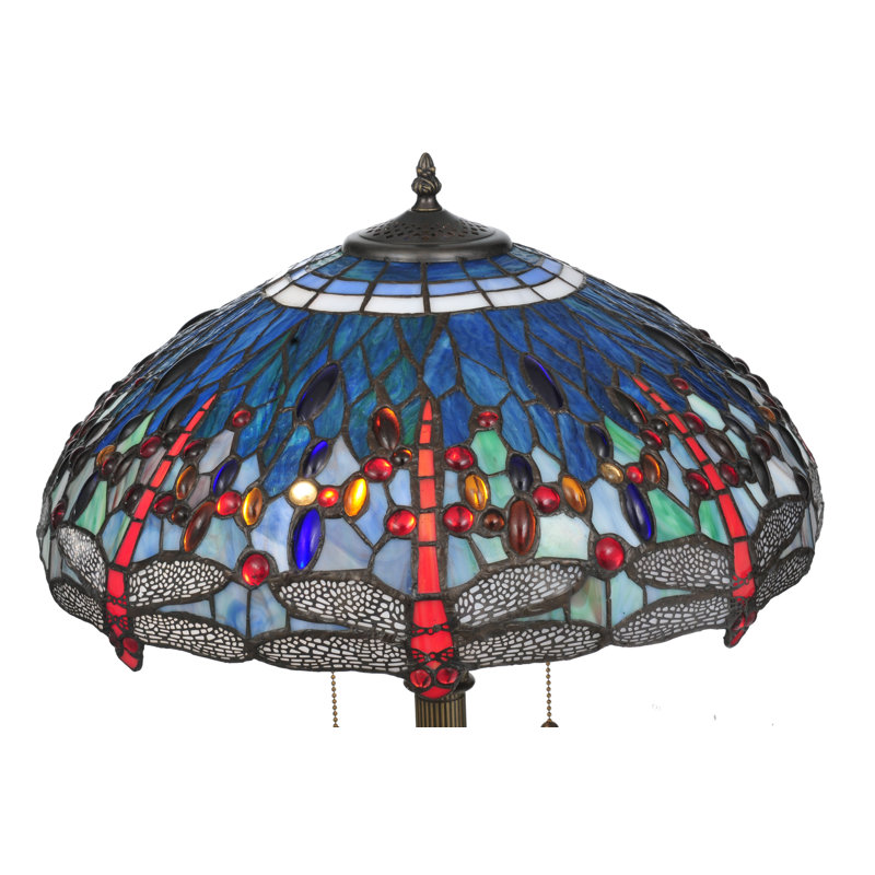 18" Wide Tiffany Hanginghead Dragonfly Shade, Green/Blue/Red/White