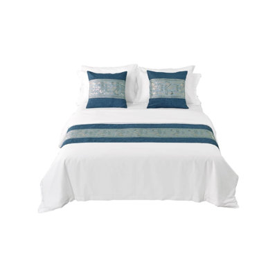 Decorative Bed Runner For Home And Hotel, Blue, 210 X 50Cm