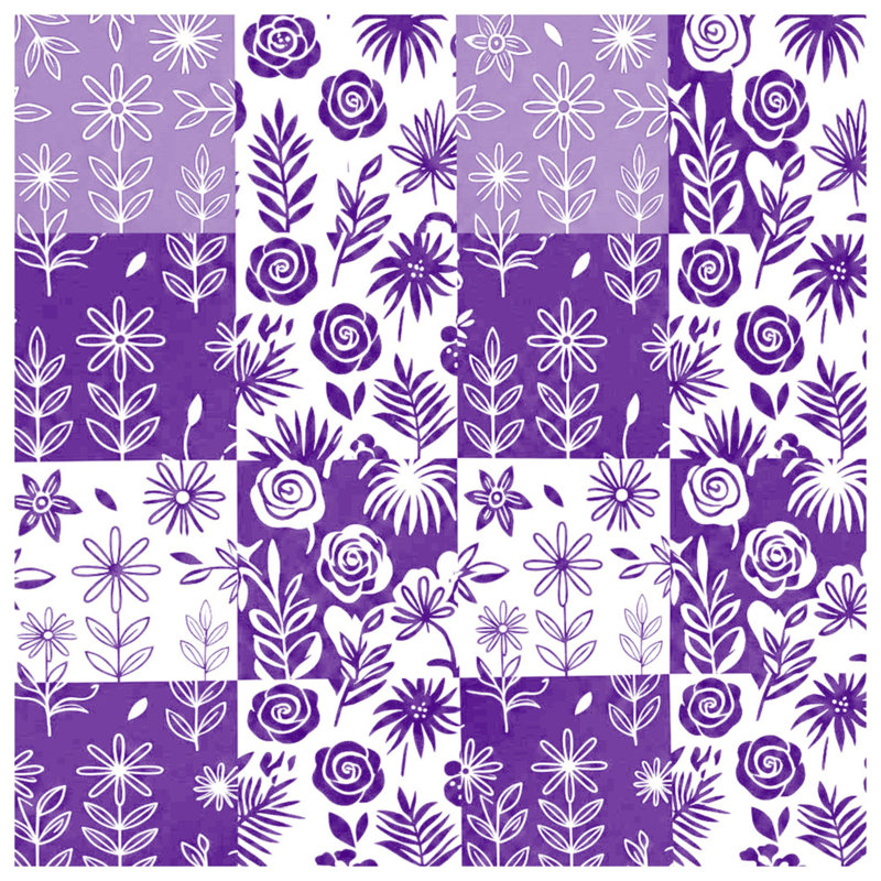 Purple Floral Patchwork Blankets, 60in W x 80in H