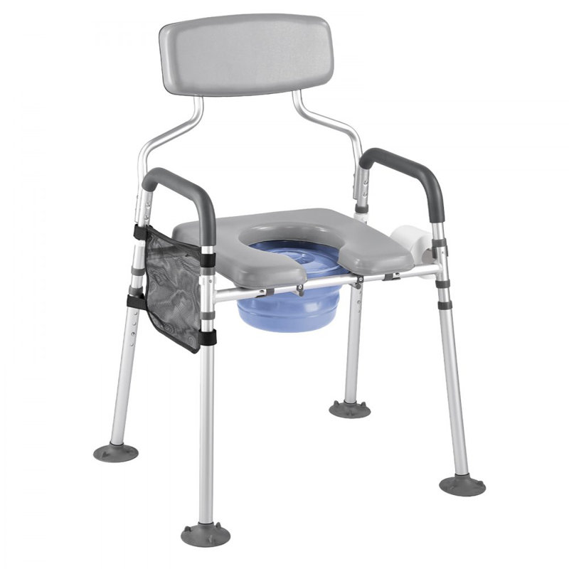 Bedside Commode Chair 4-in-1 Raised Toilet Seat 500 lbs Adjustable Height