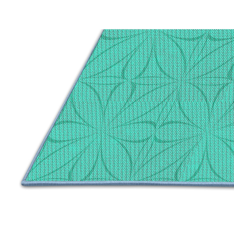 Tapis vert à motif floral Gungnir, Rectangle 5 pi x 7 pi