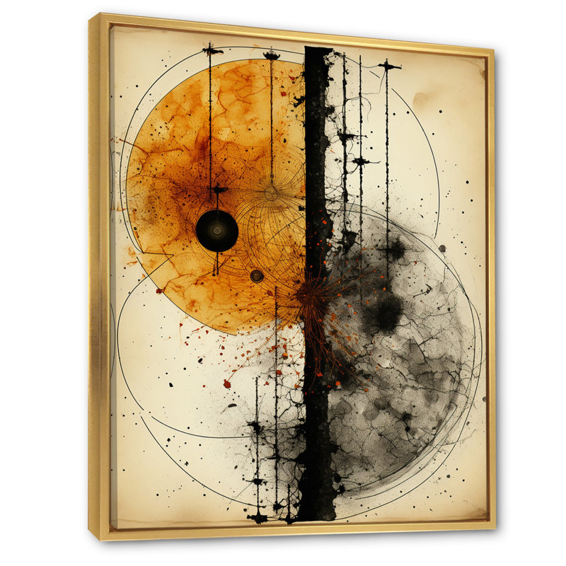 Harmony, circulaire, abstrait, orange, blanc, noir I - art mural moderne sur toile géométrique, 32" H x 24" W