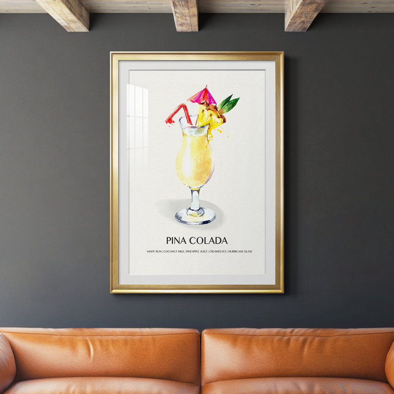Pina Colada - peinture encadrée, H 26,5 po x l 36,5 po x P 1,5 po, Or