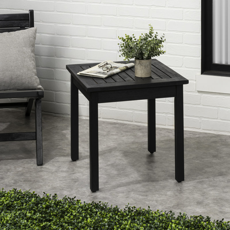 Table de bout d'extérieur carrée en bois d'acacia 18 po Archer, Noir