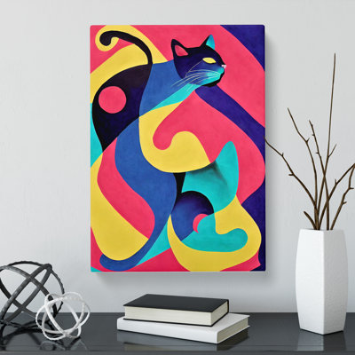 Cat Abstract Design - Wrapped Canvas