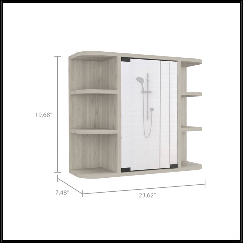 6-Shelf Medicine Cabinet With Mirorr, Light Gray