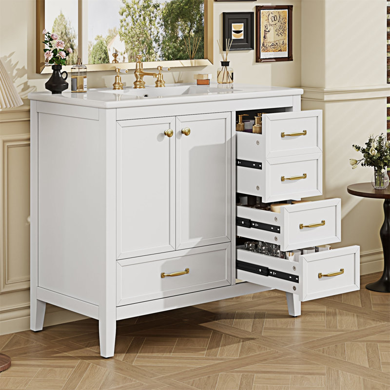 Bathroom Vanity With Sink, White