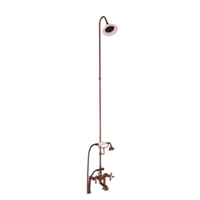 3 Handle Bathroom Clawfoot Tub Faucet with Diverter
