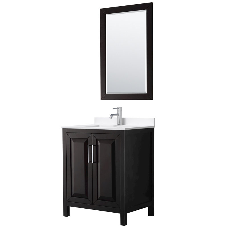 Daria 30'' W Single Vanity, Matte Black, Gray, White Quartz