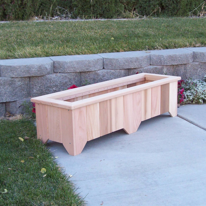 Cainsville Handmade Wood Planter Box, Unstained, 13" H x 50" W x 15" D