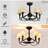28" 5-Light Modern Remote Control Paint Sand Black With Beige Fabric Shade Adjustable Length Fandelier Ceiling Fan With Lighting Kits For Living Room/Bedroom-1063103225