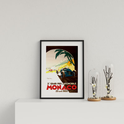 Retro Motor Racing Monaco GP 1933 by Vouvart - Single Picture Frame Print