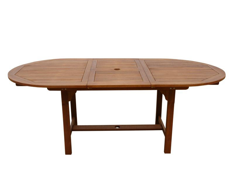 Annekatrin Oval Eucalyptus Solid Wood Extendable Outdoor with Umbrella Hole Dining Table - 100 cm W 150 cm D