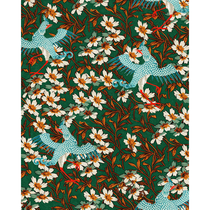 Chinese Garden Floral Wallpaper Roll