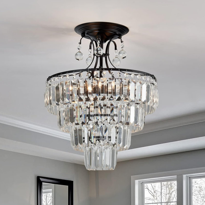 Plafonnier semi-encastré cristal