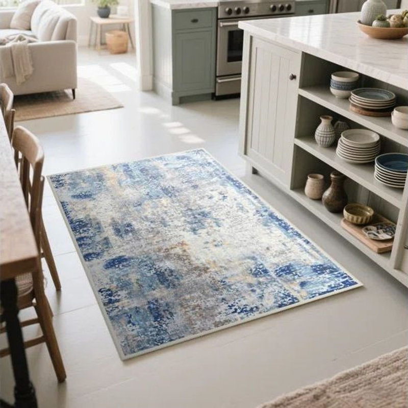 Tapis moderne antidérapant et lavable Fillender, Rectangulaire 2 pi x 3 pi