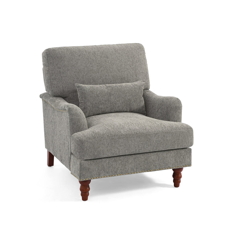 Upholstered Armchair, LIGHT BROWN Chenille