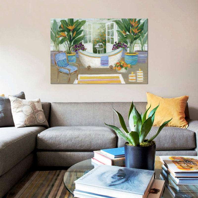 « tropical island spa i », impression sur toile, H 18 po x l 26 po x P 1,5 po, Pas de tapis, Toile tendue