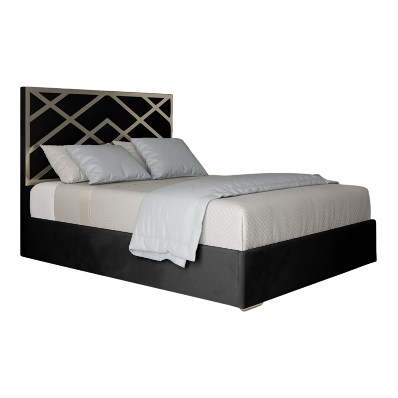 Anatolija Upholstered Bed, Black, Double (4'6)