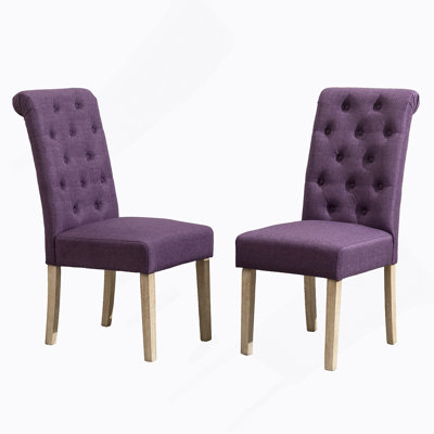 Habit Solid Wood Tufted Parsons Dining Chair, Set Of 2, Purple
