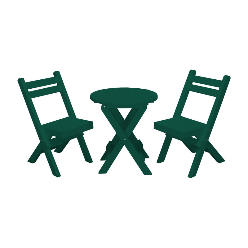 Woollard 2 - Person Patio Dining Set with Round Table, Turf Green