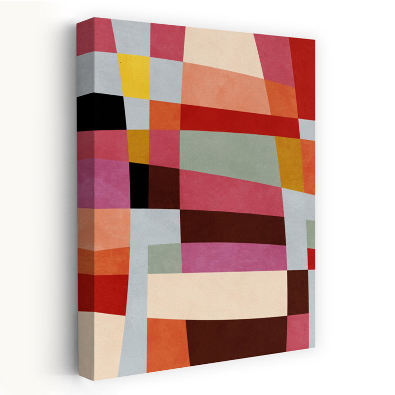 Art contemporain abstrait géométrique coloré, H 24 po x l 16 po